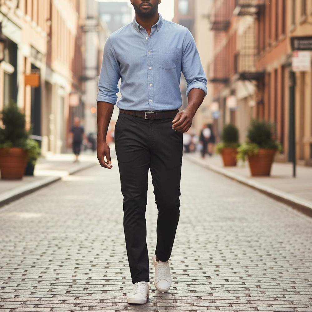 Under 5'10 Mens Straight Fit Core Stretch Chino Black Pants 36x28 NEW